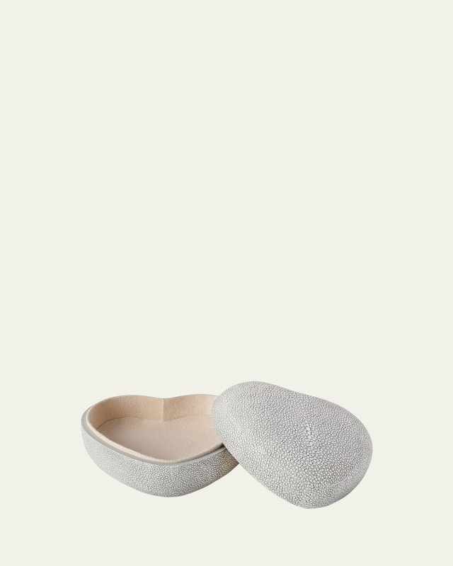 Dove Heart-Shaped Faux Shagreen Decorative Box